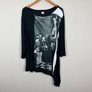Moonlight by Y&S‎ Fashion Tunic Top XXL Black Graphic Asymmetrical Art to Wear